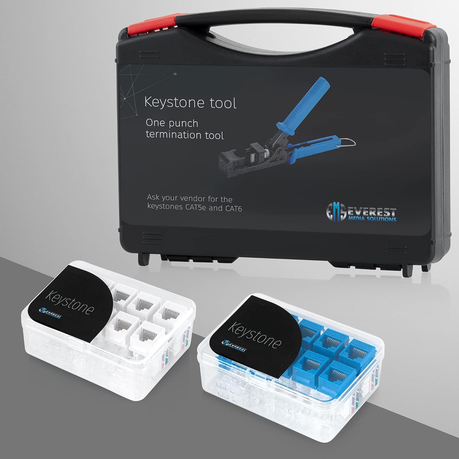 Speed Termination Tool Kit with 10 Blue & 10 White Cat6 Keystone Jacks H385655