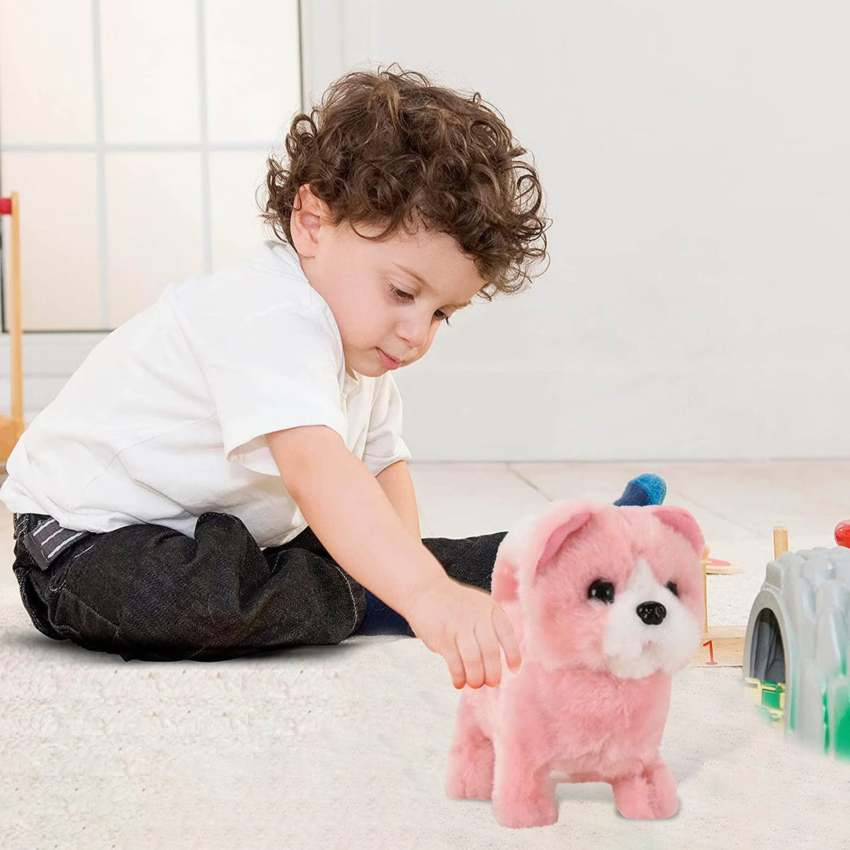 Pink Simulation Plush Dog Toy P445077
