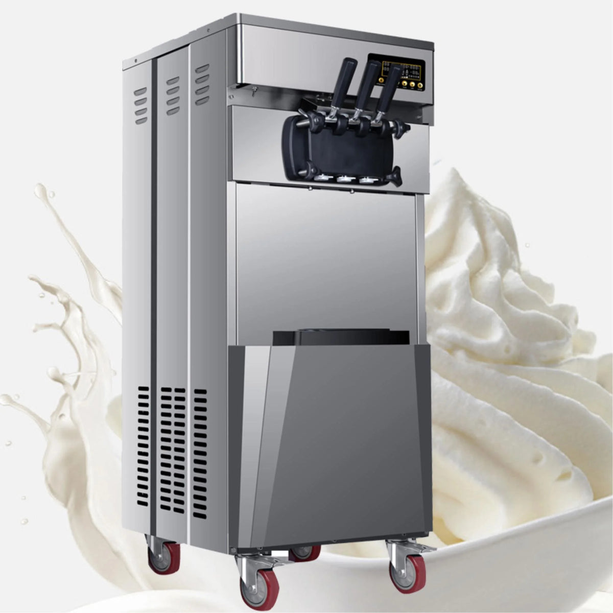 Commercial Three Flavors Ice Cream Maker with Stainless Steel Stand W818