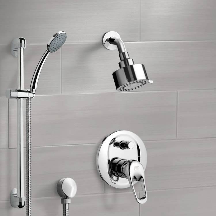 Chrome Shower System with Multi Function Shower Head and Hand Shower V926875