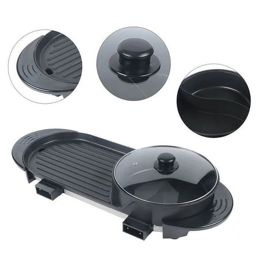 2in1 Electric Non-Stick Grill Hot Pot BBQ Soup Shabu Pot 2.2KW K39134