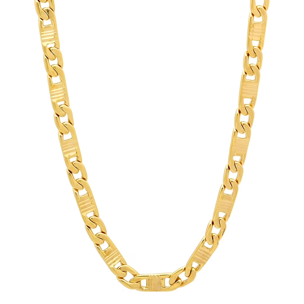 14k Yellow Gold Plated Mariner Choker Chain Necklace, 16 inches B959581