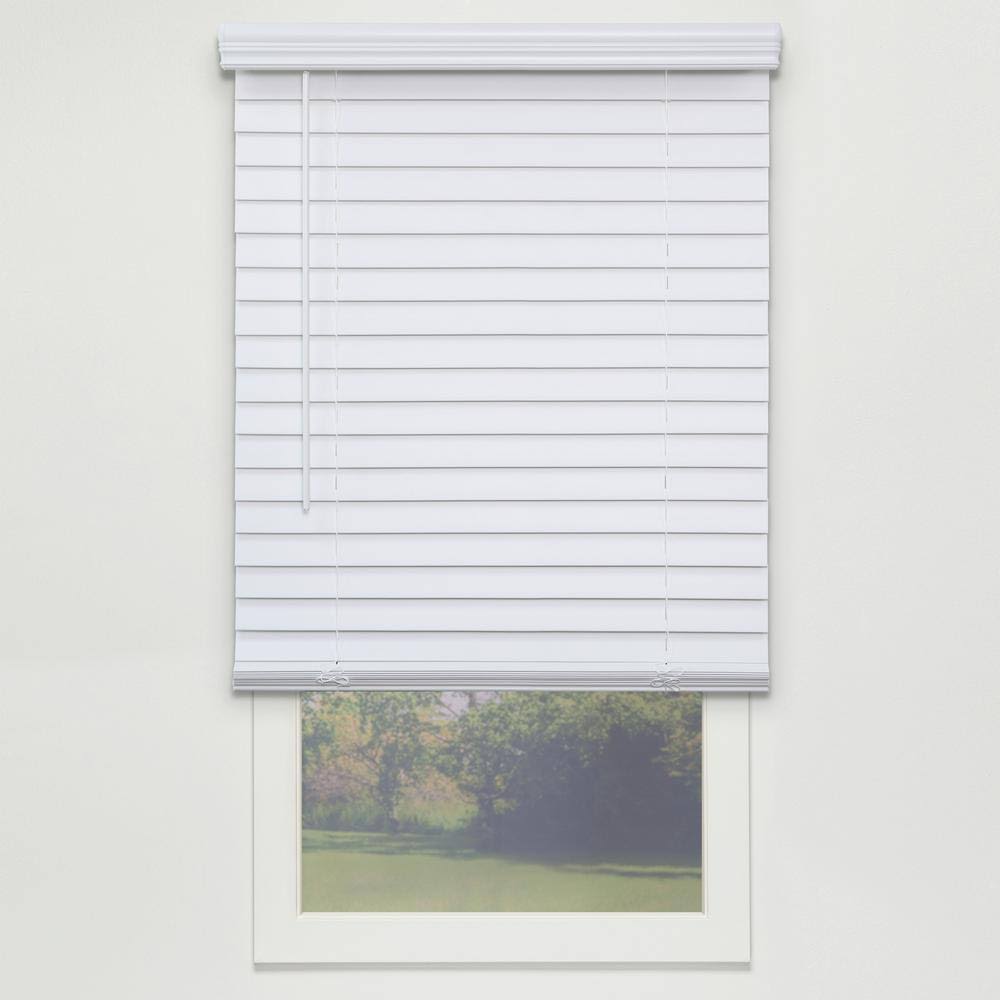 White Cordless PVC Faux Wood Blind 51.25 in. W x 48 in. L B982