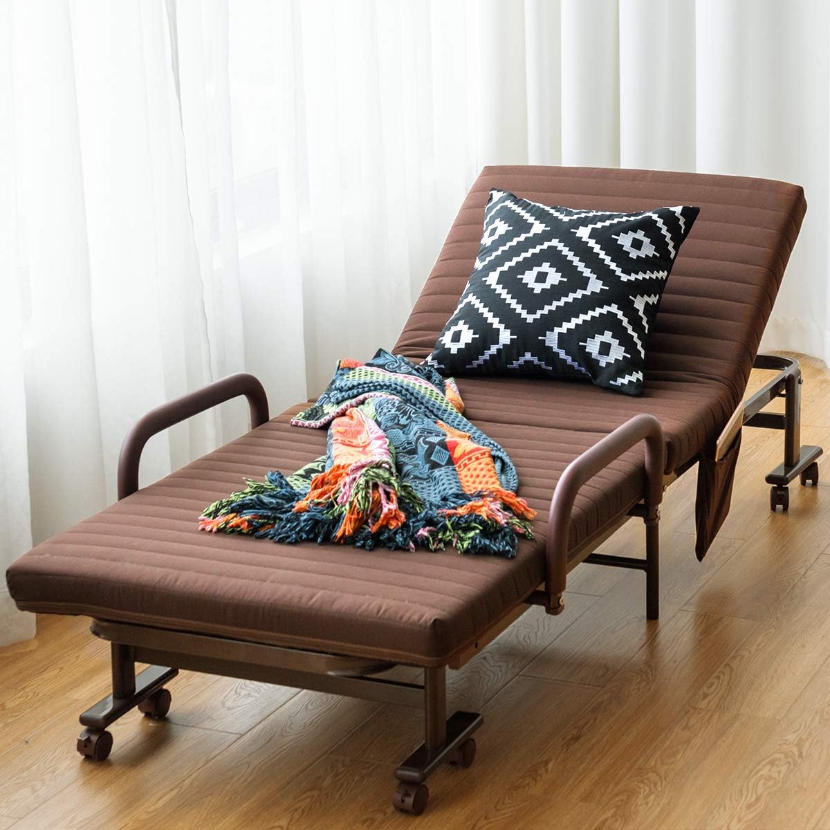 Folding Guest Bed Frame with Mattress, Twin Mattress, Portable Single Sleeper Bed with Storage Bag S19617