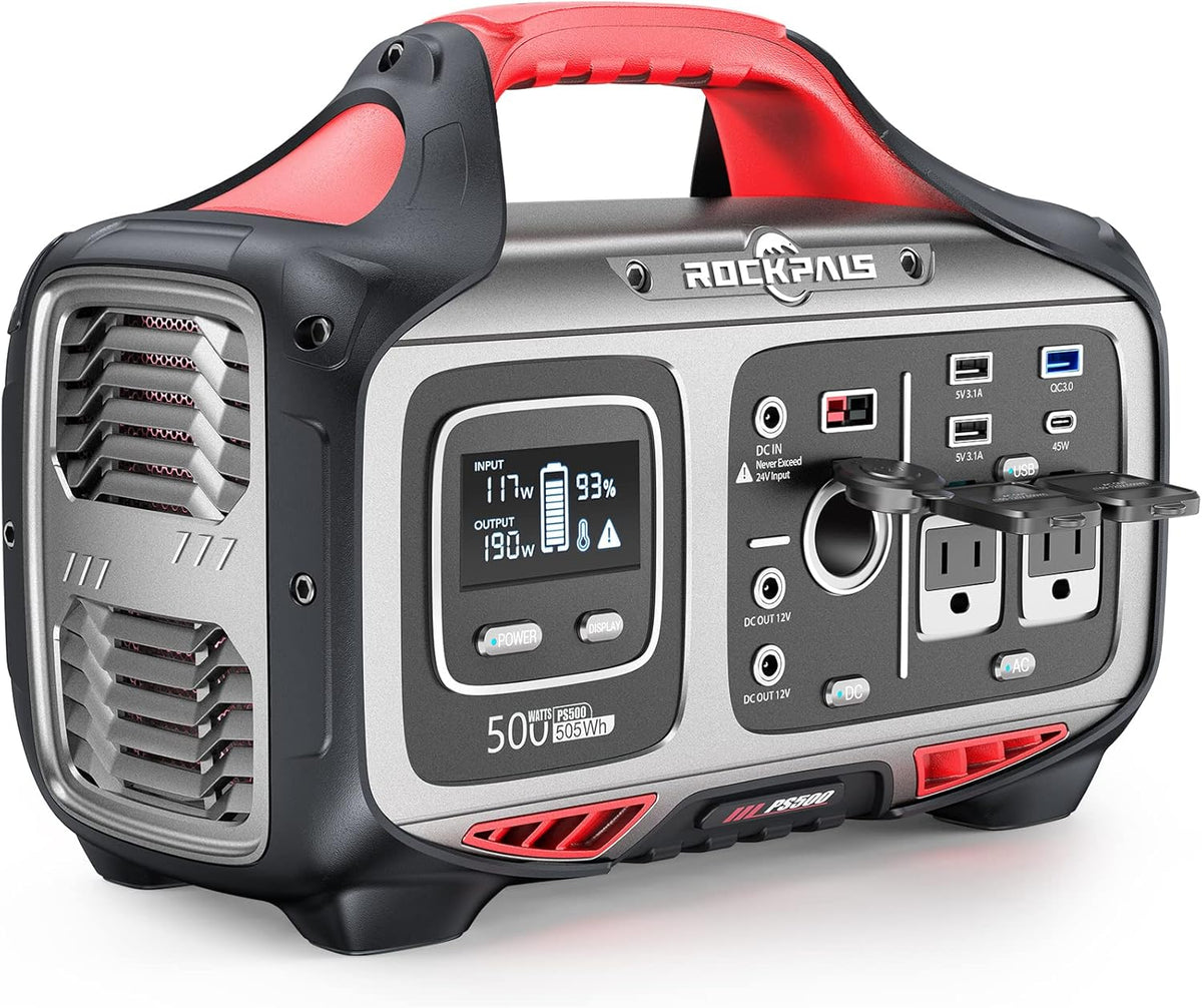 Portable Power Station 500W 505Wh Solar Generator with 2 AC Outlet M68530