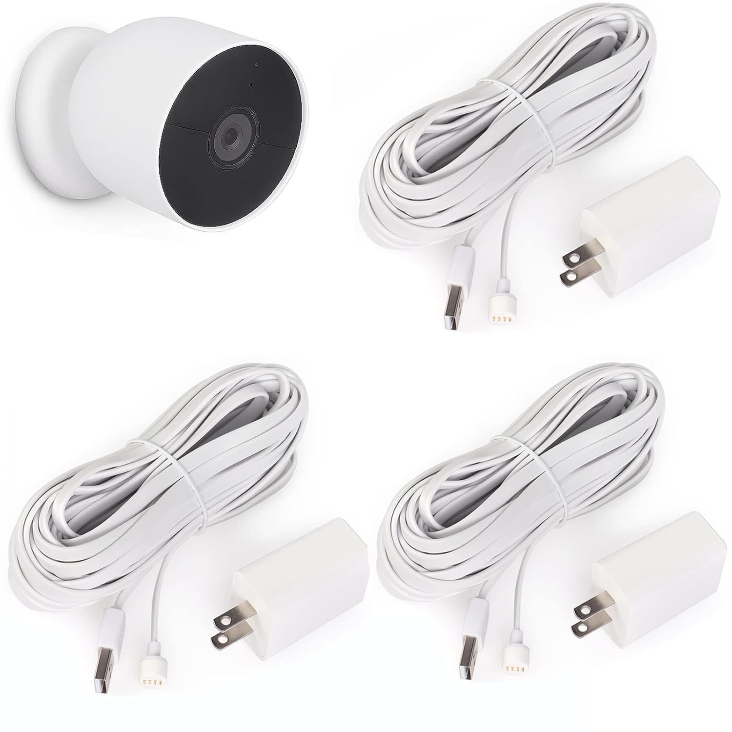 25 ft Weatherproof Charging Cable 3Pack-White R348