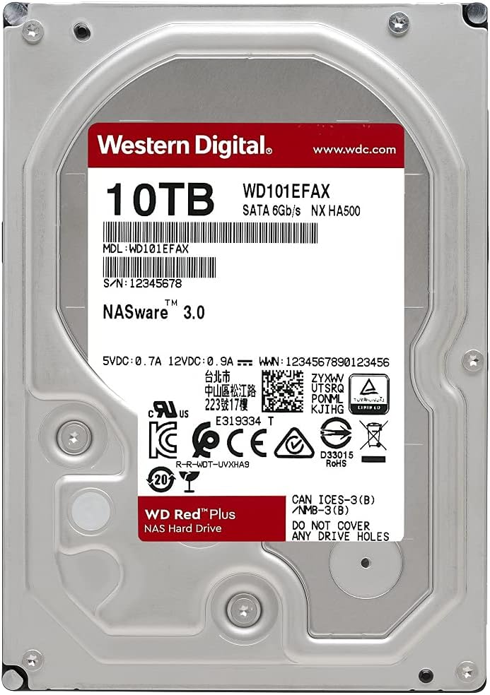 8TB WD Red Plus NAS Internal Hard Drive HDD - 5400 RPM, SATA 6 Gb/s, CMR, 256 MB Cache, 3.5 C85867