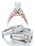 Vintage Round Diamond Moissanite Wedding Ring Set in White Gold T330064