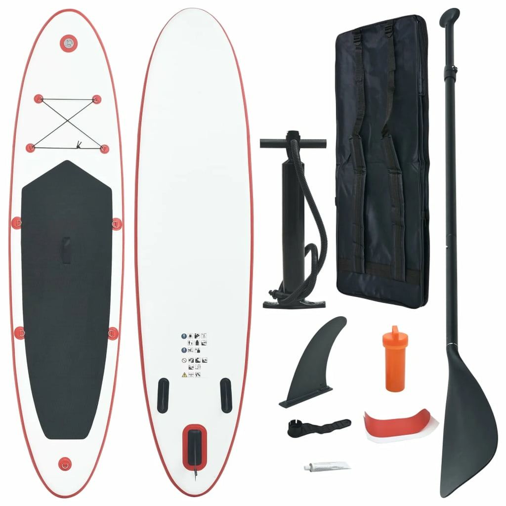 Red and White Inflatable Paddle Board Set B5638