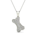 10K White Gold Diamond Dog Bone Pendant Necklace P24355