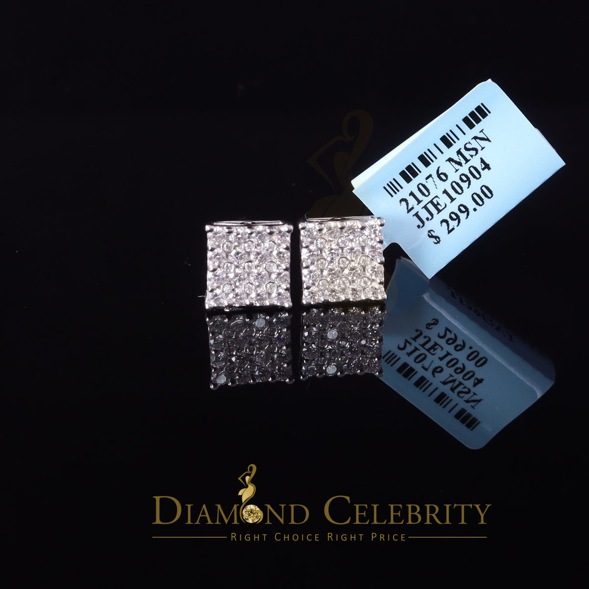 925 Silver White Moissanite Square Stud Earrings W169356