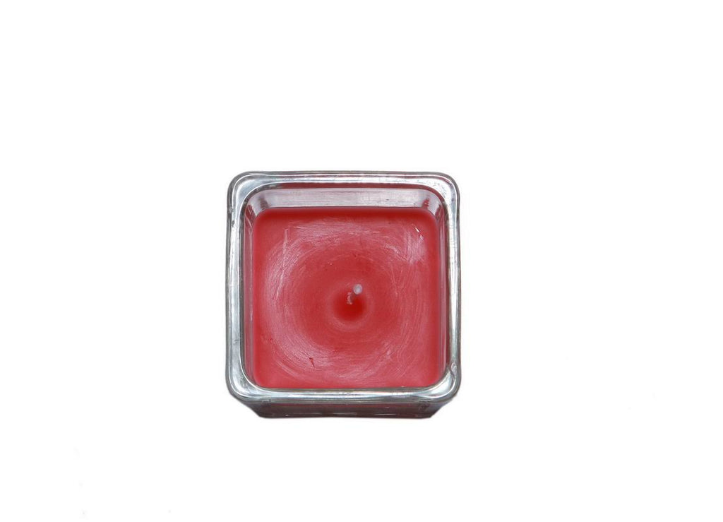Red Square Glass Votive Candle V79680