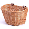 Brown Wicker Front Bike Basket with Faux Leather Straps Z506389