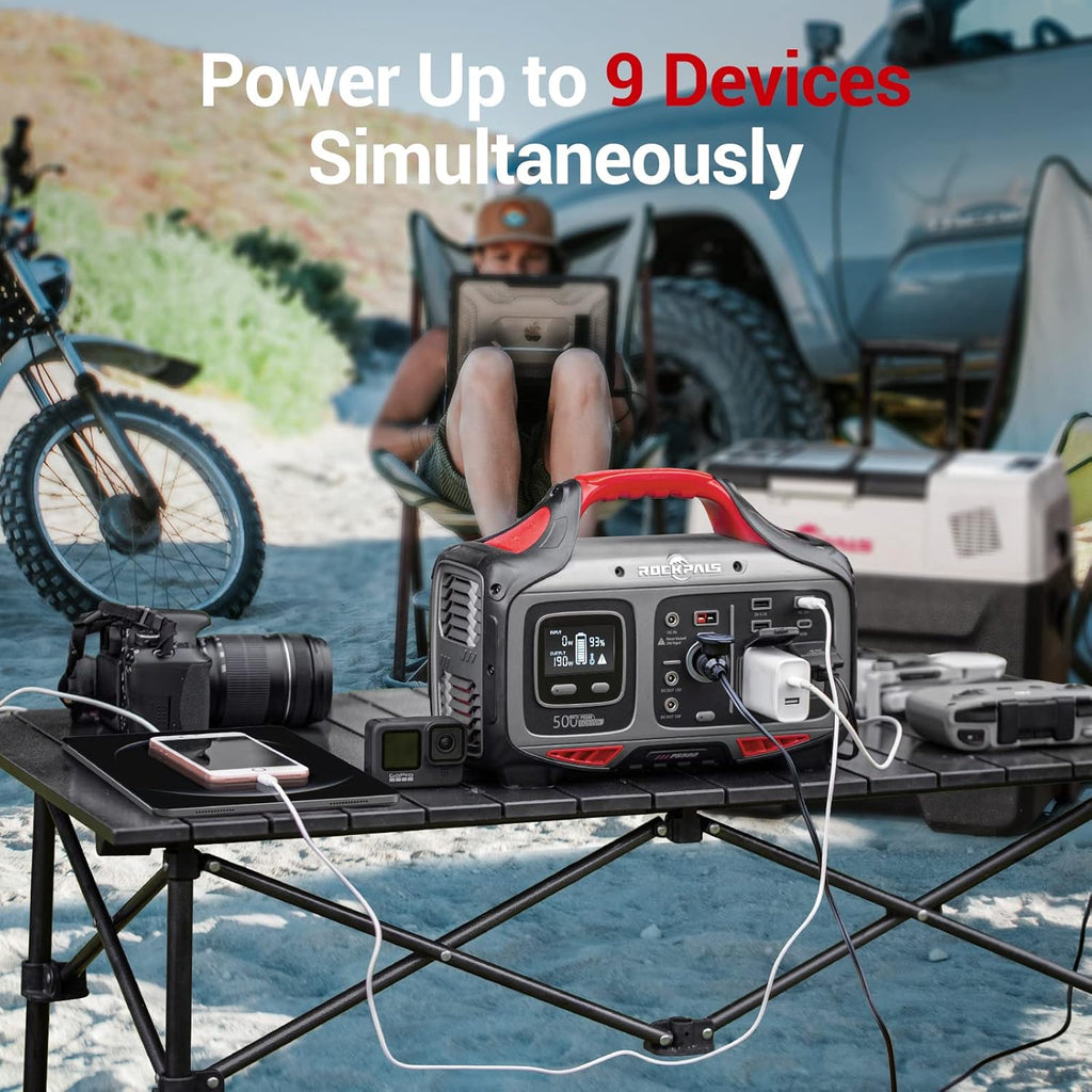 Portable Power Station 500W 505Wh Solar Generator with 2 AC Outlet M68530