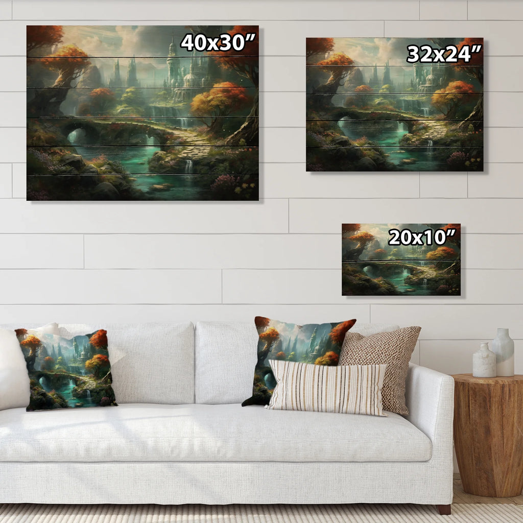 Castles Print on Natural Pine Wood U569