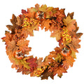 Artificial Hanging Maple Leaf Wreath with Pumpkin and Berry Z199805