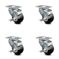 4 Swivel Caster Set with Top Lock Brake F3282