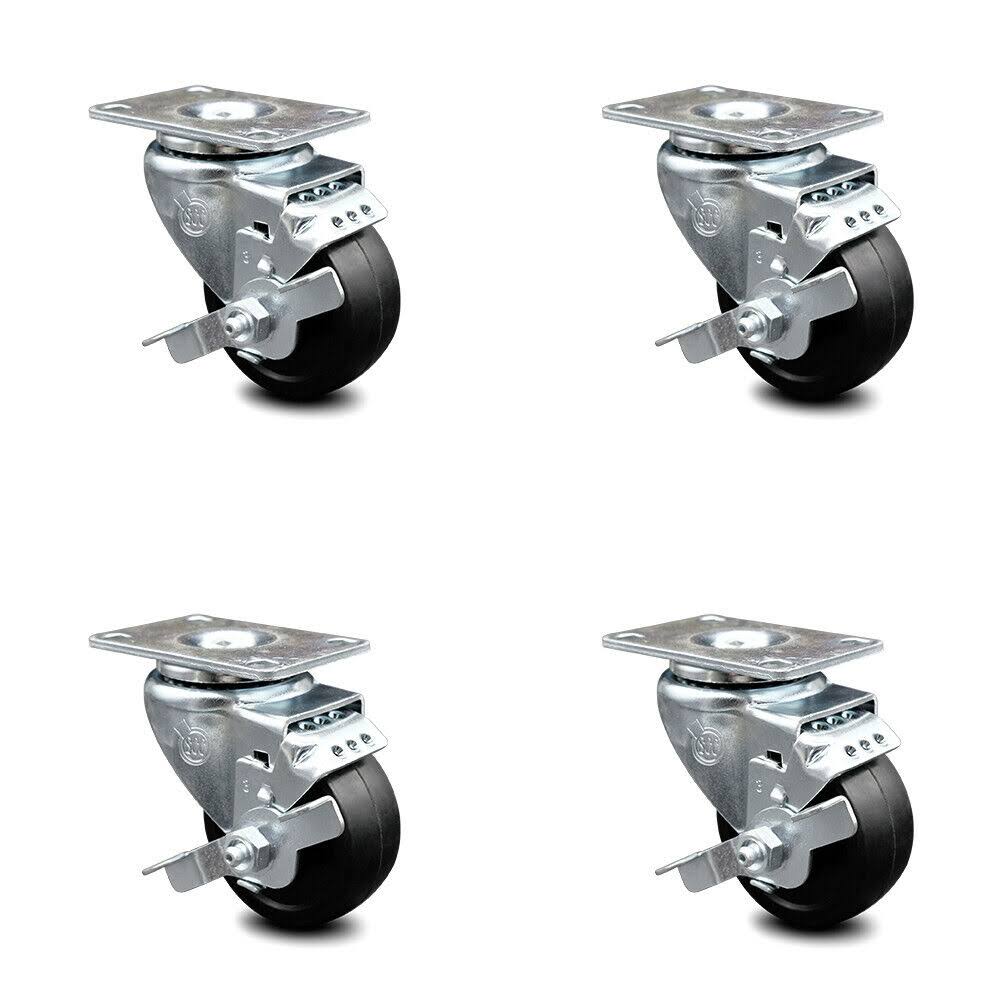 4 Swivel Caster Set with Top Lock Brake F3282