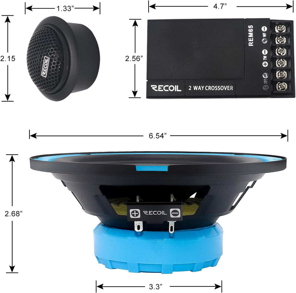 6.5-Inch Car Audio Component Speaker System Pack of 2 J75966
