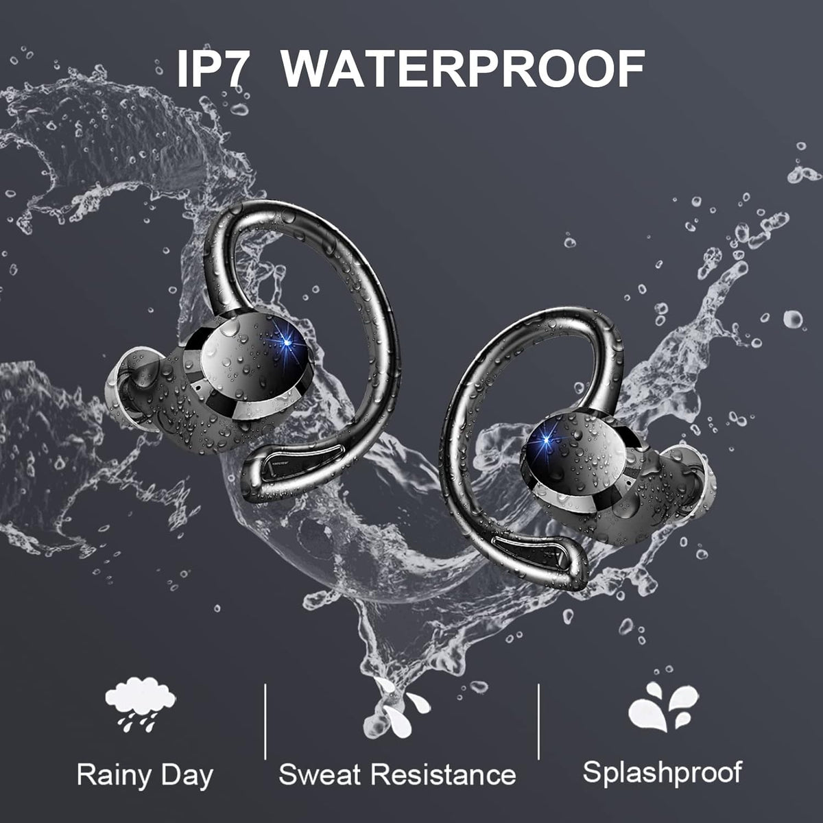Wireless Bluetooth 5.1 Earbuds with Earhooks, IP7 Waterproof, 48H Playtime A270741