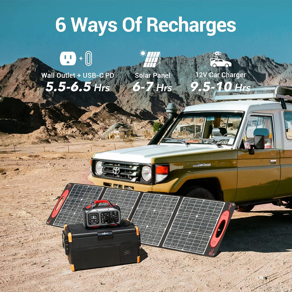 Portable Power Station 500W 505Wh Solar Generator with 2 AC Outlet M68530