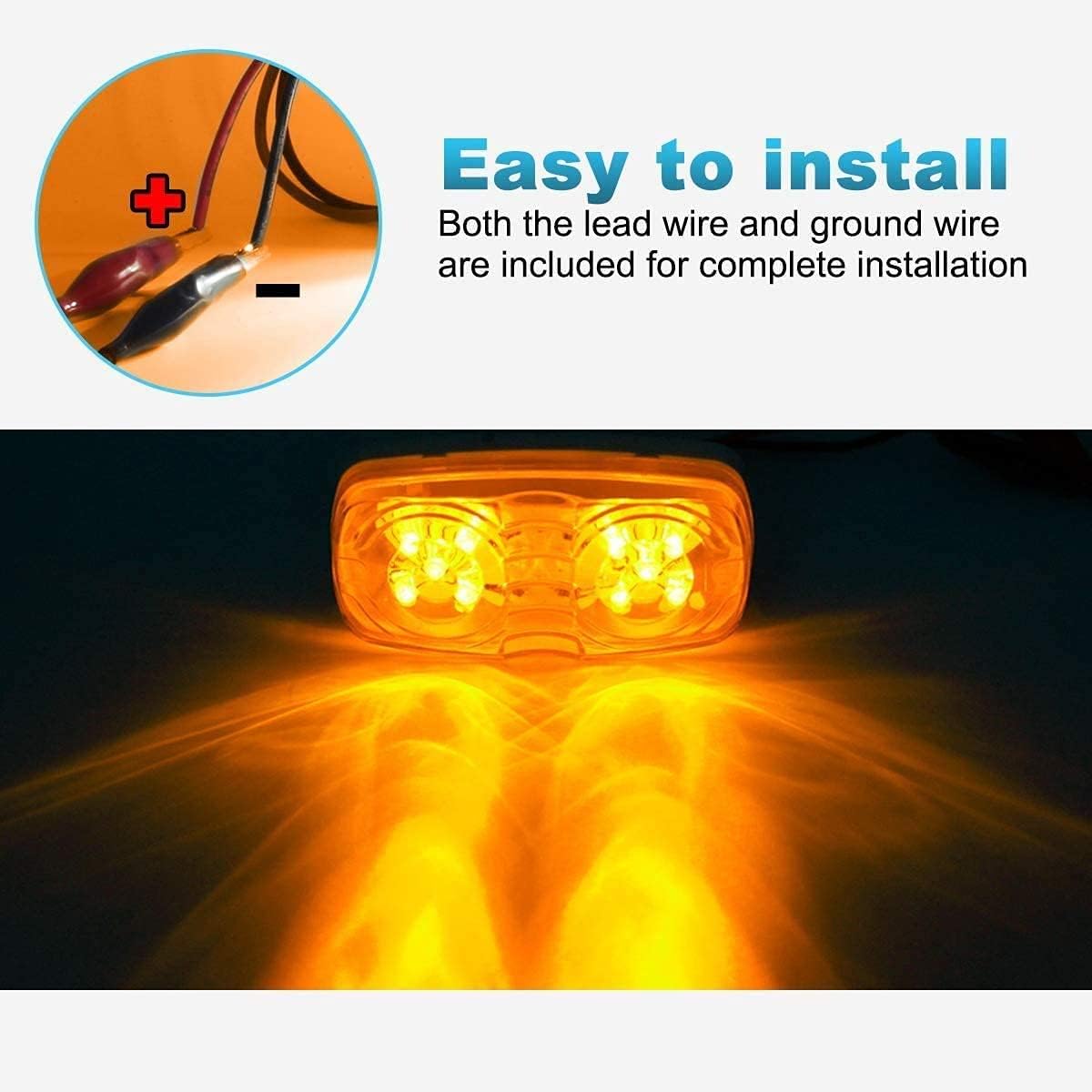 12V LED RV Camper Trailer Tail Light Kit with Amber Side Marker Clearance Lights and Red Stop Turn Brake Tail Lights O969