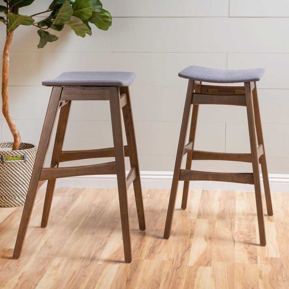 Dark Grey Fabric Bar Stool Set of 2 N160934