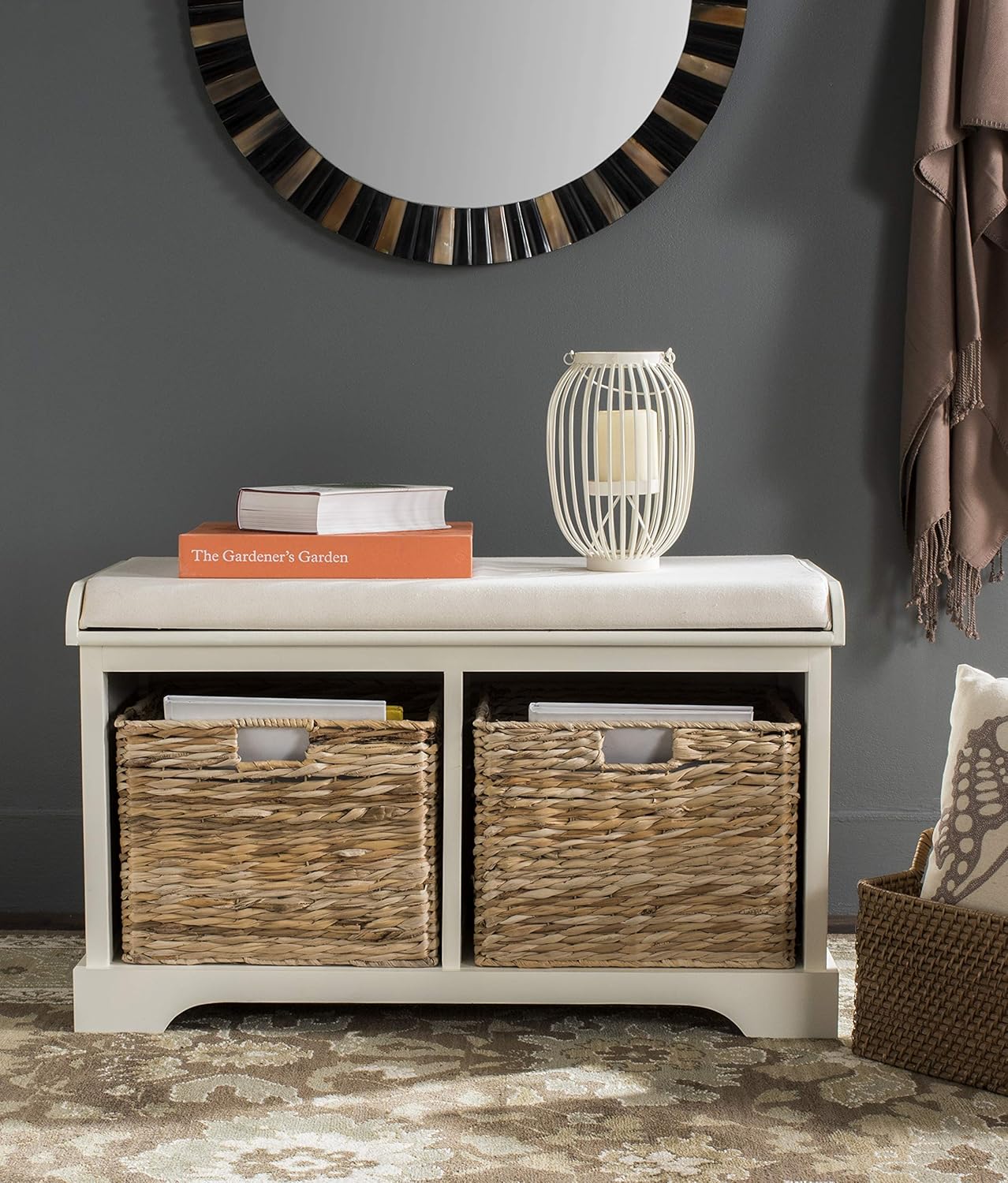 Brown Wicker Storage Bench X460