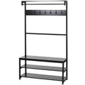 Black Freestanding Coat Rack with Storage S333