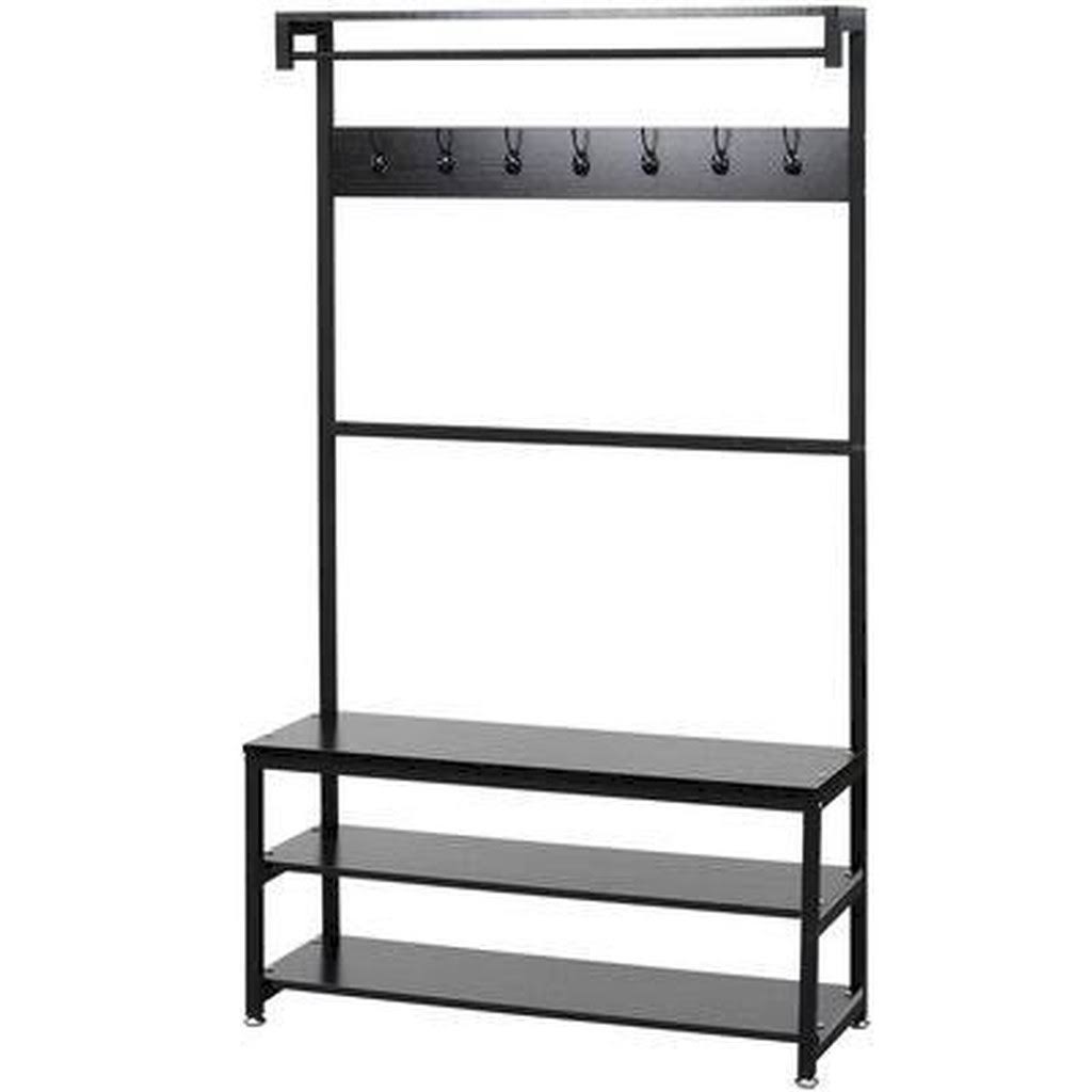 Black Freestanding Coat Rack with Storage S333