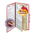Pressboard Classification File Folder with SafeSHIELD Fasteners, 2 Dividers, 2x22 Expansion, Legal size, Bright Red, 10 pe D547