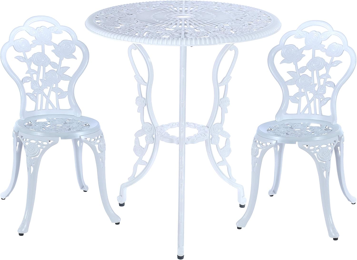White 3 Piece Cast Aluminum Bistro Table Set A917709
