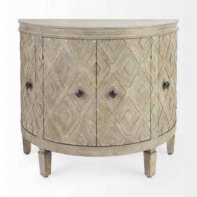 Beige 4 Door Half Circle Accent Cabinet D1141
