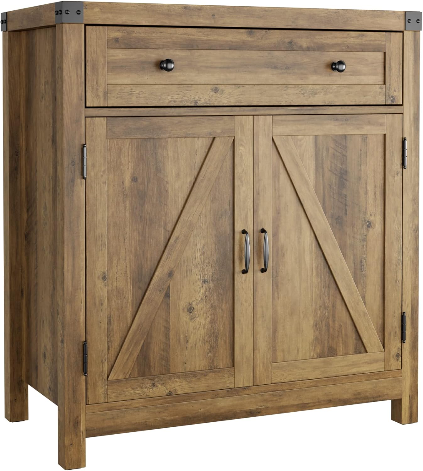 Gray 2 Door Wood Storage Cabinet with Drawer and Shelf W4600
