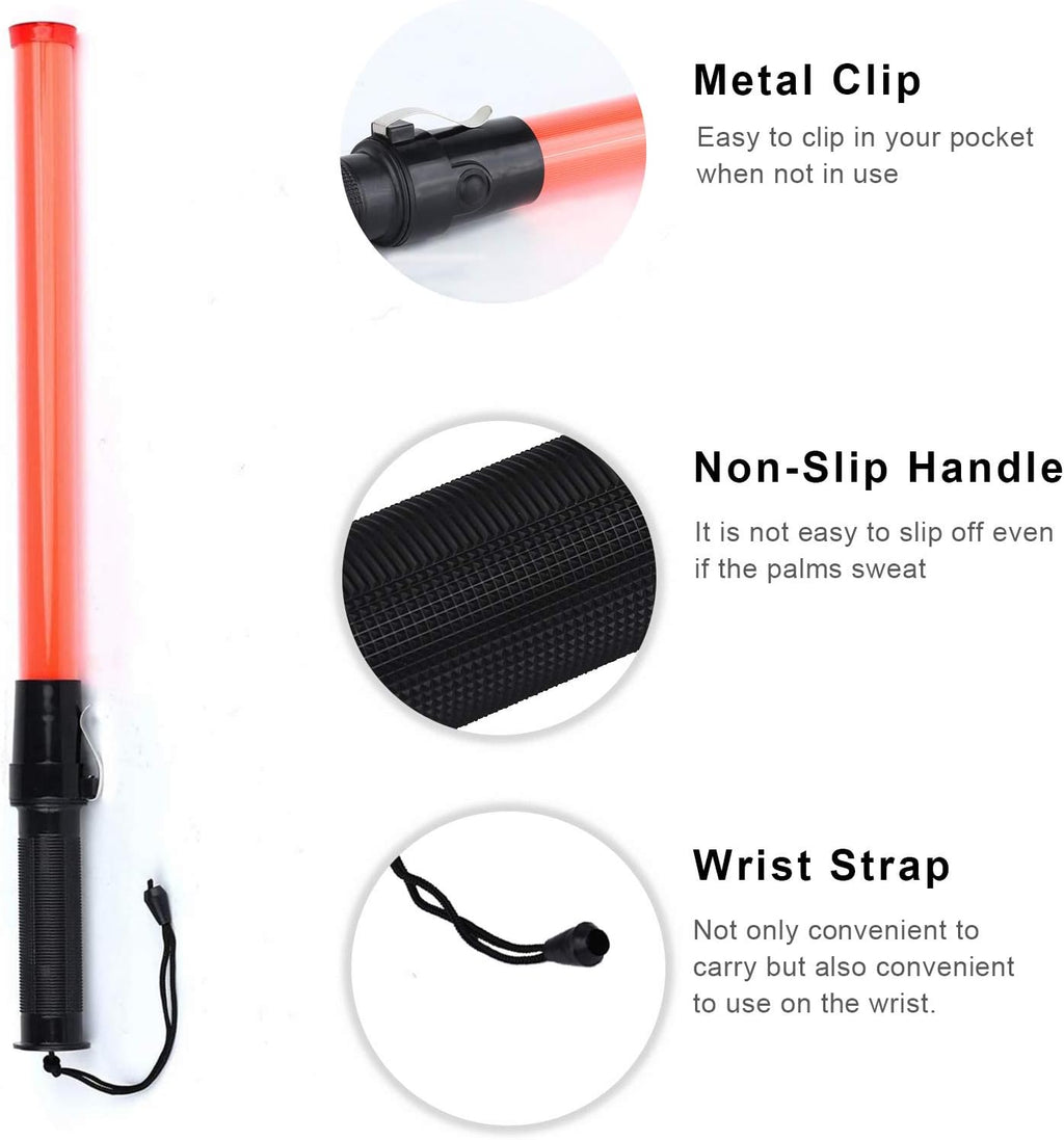 6 Pieces 21-inch Signal Traffic Safety Baton Light Traffic Control Wand Red LED 2 Flashing Modes R701