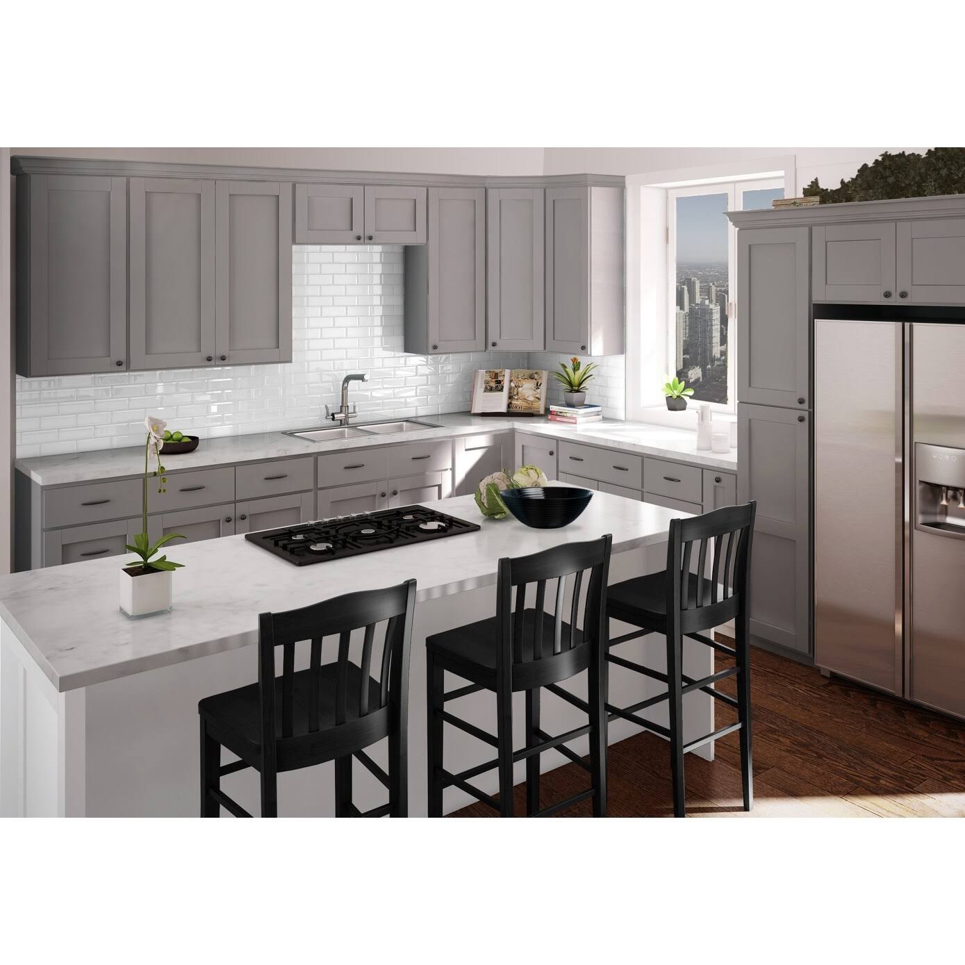 Double Door Wall Cabinet Dove Gray Q786931