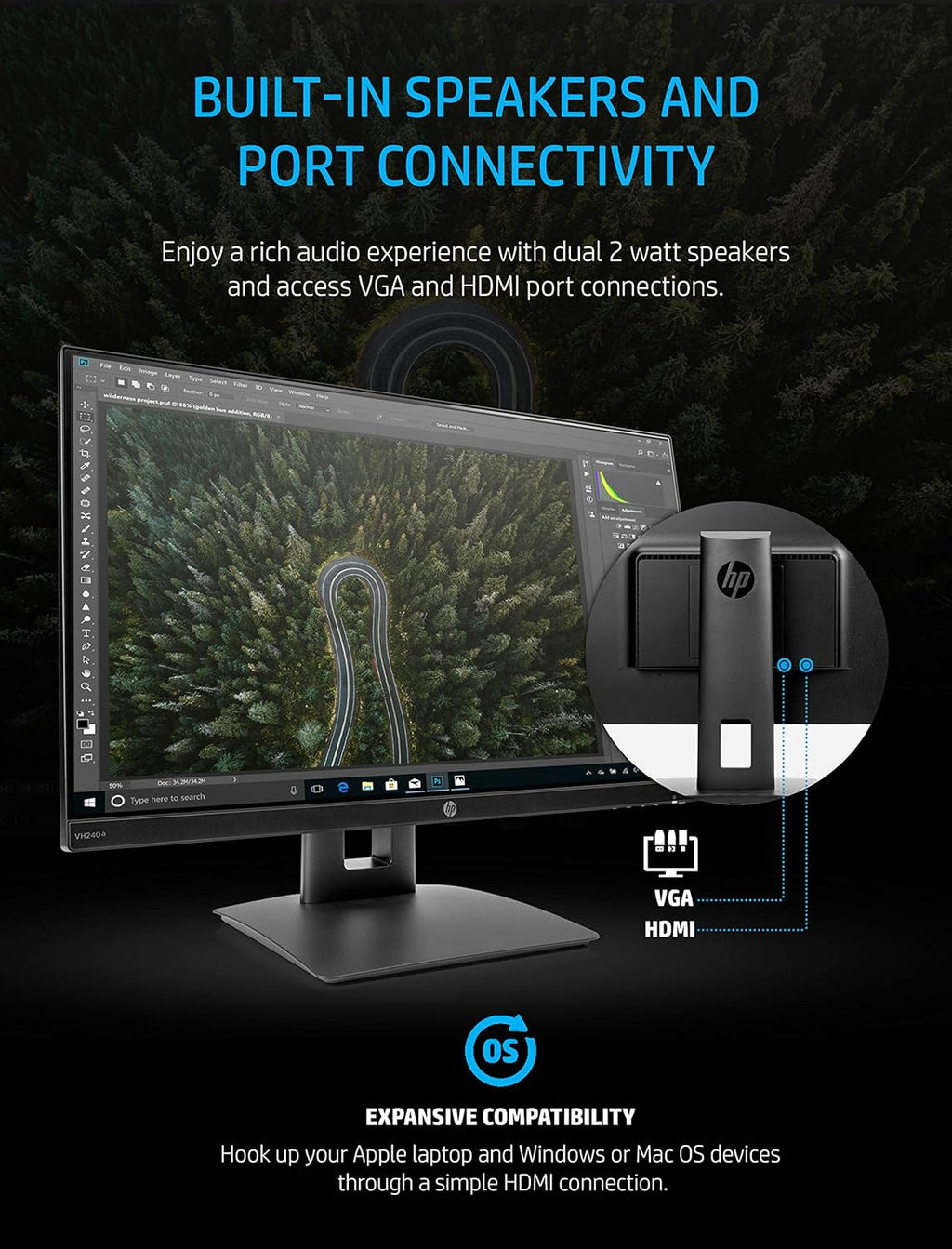 23.8-Inch Full HD 1080p IPS LED Monitor with Built-In Speakers and VESA Mounting, Black G1737
