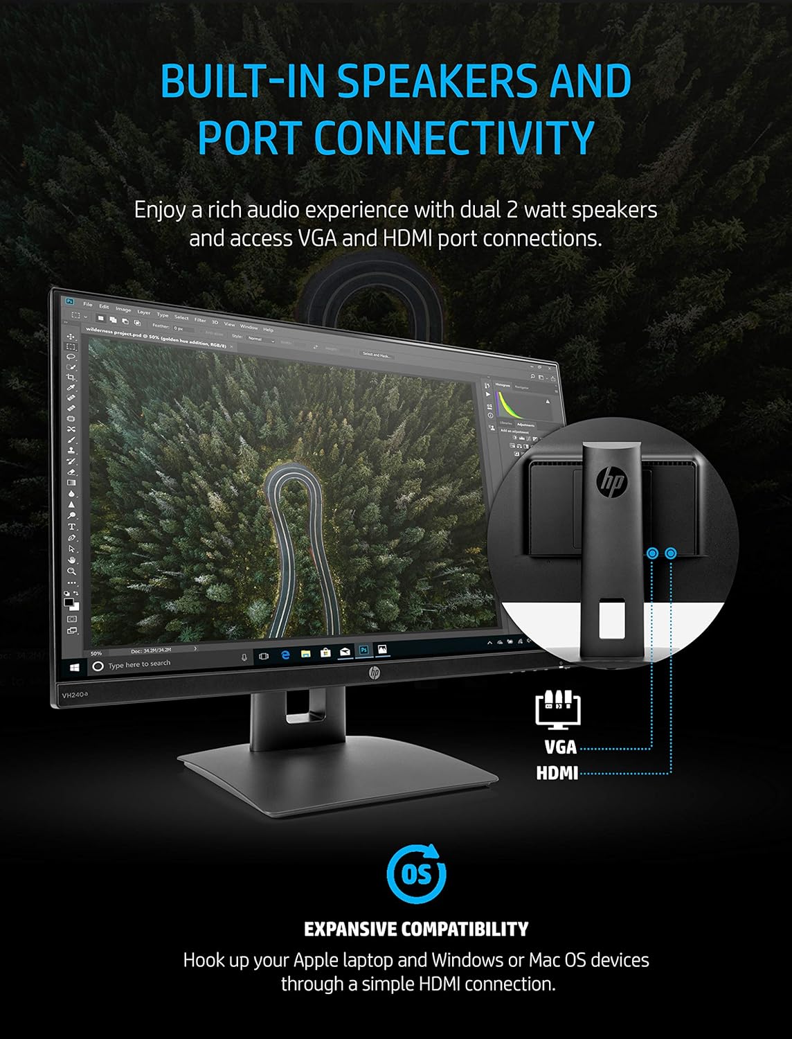 23.8-Inch Full HD 1080p IPS LED Monitor with Built-In Speakers and VESA Mounting, Black G1737