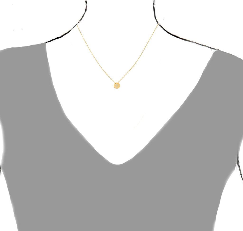 14k Yellow Gold Cross Necklace Chain Adjustable 16-18" H177858