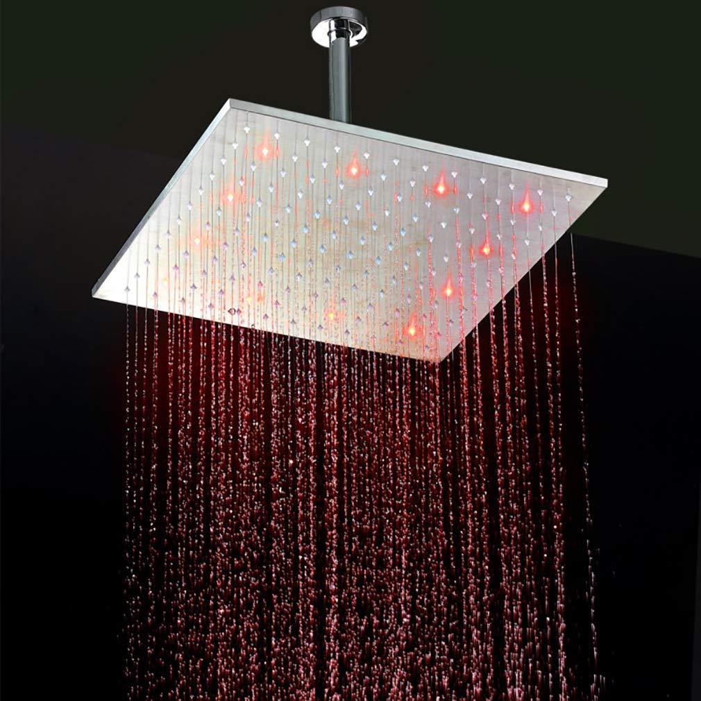 16 Inch Square Ceiling Mounted Thermostatic Rainfall LED Shower With Body Jets R64391