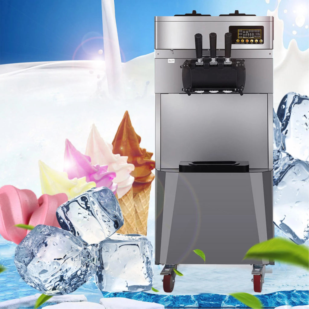 Commercial Three Flavors Ice Cream Maker with Stainless Steel Stand W818