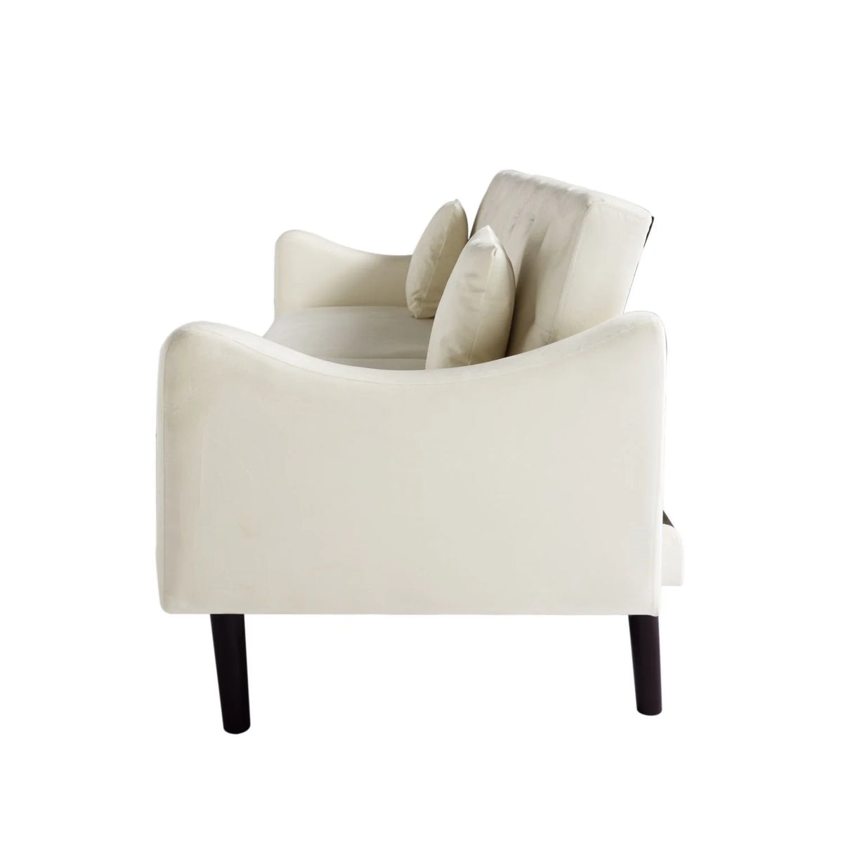 Beige Velvet Futon Sofa Bed with Pillows C630109