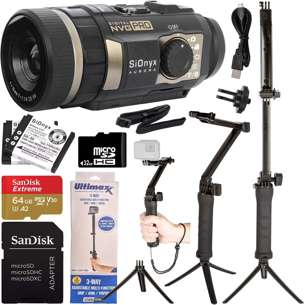 Night Vision Sports & Action Camera Bundle with 64GB microSD Memory Card K1801