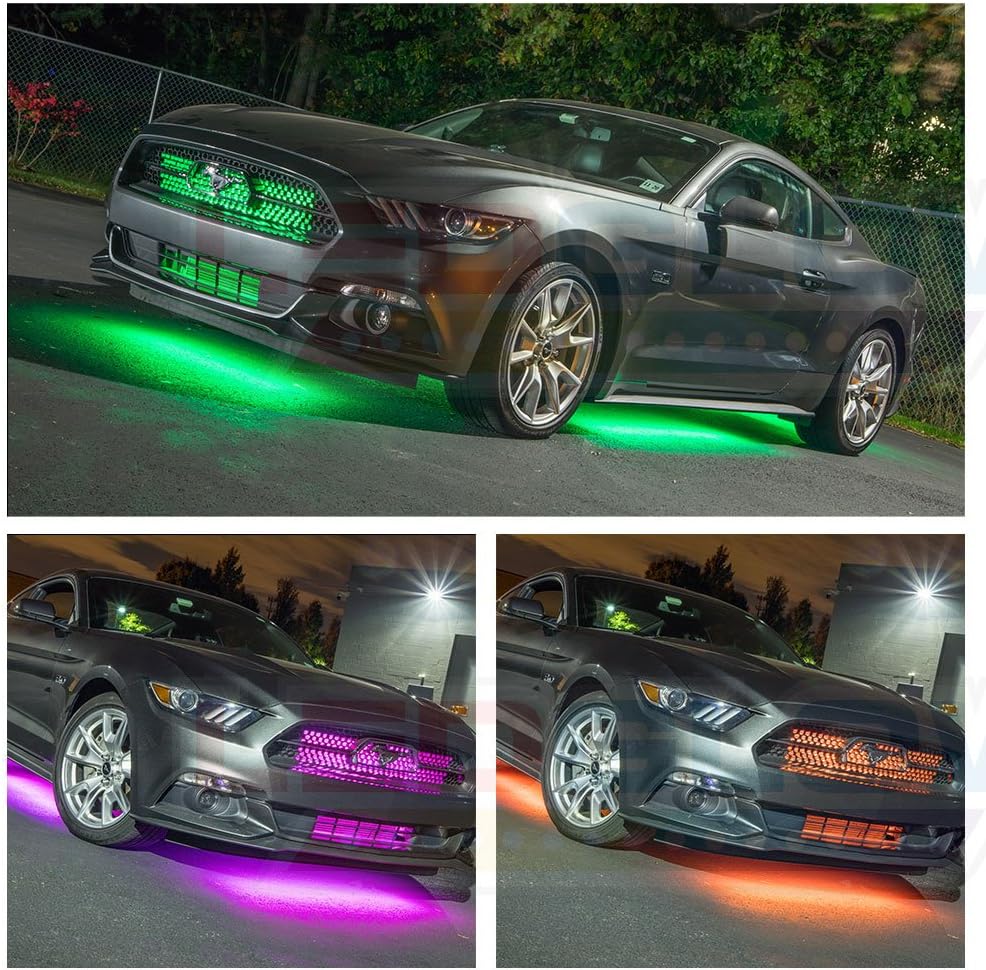 4pc Multi-Color LED Underbody Lighting Kit for Cars with Remote V372916