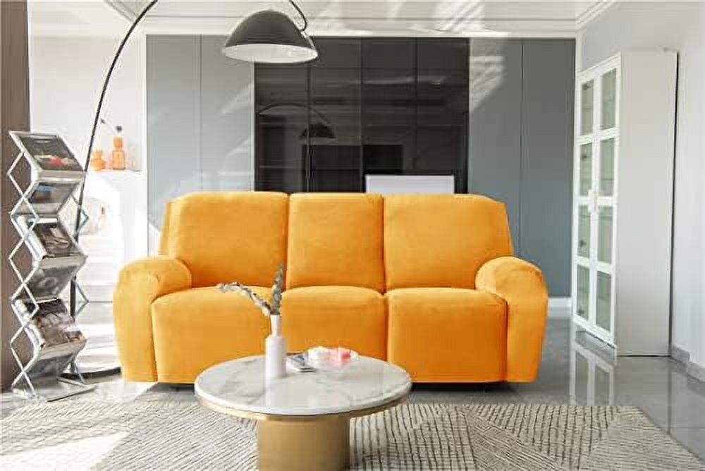 Velvet Recliner Sofa Slipcover 8 Pieces with Side Pocket K131208