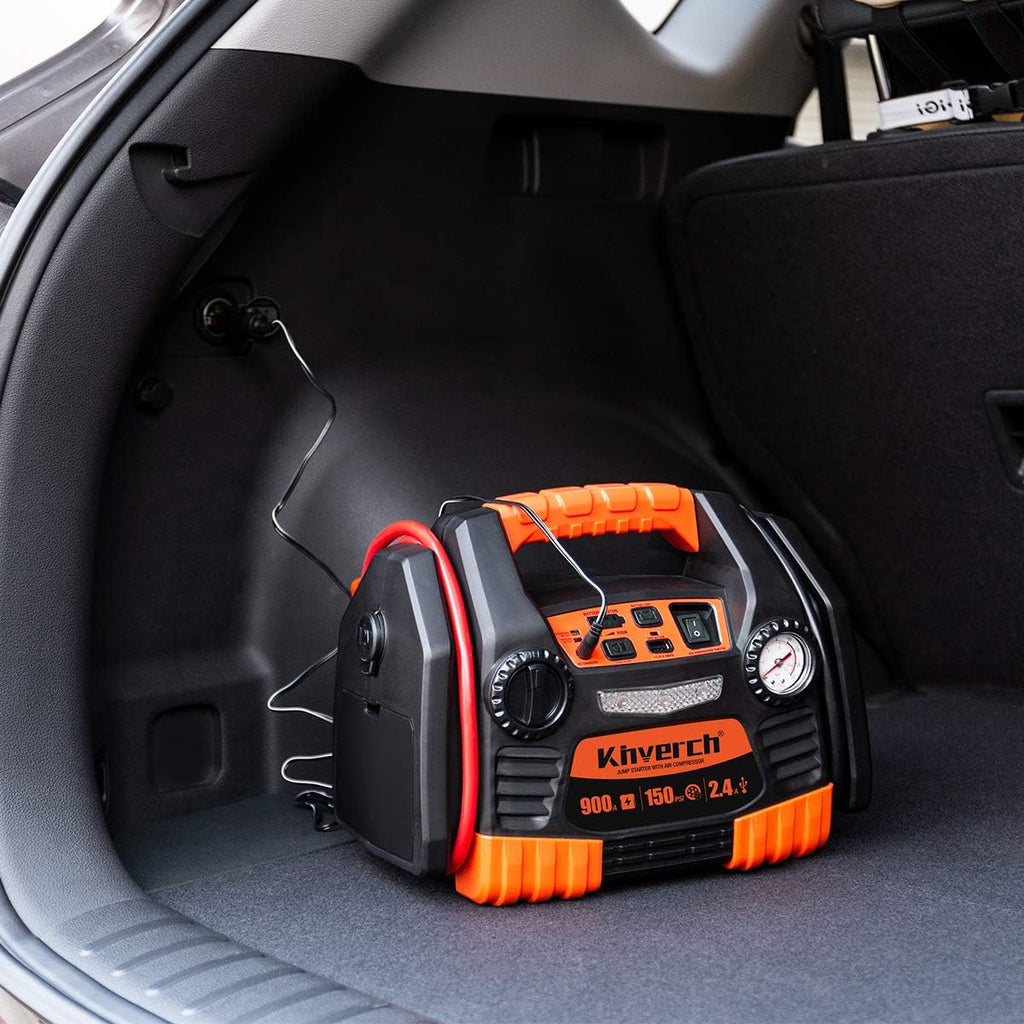Jump Starter 900 Peak 9AH Portable Car Jump Starter with Air Compressor Tire Inflator USB Port 12V Power Ports G54986