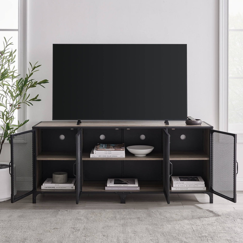 Grey Wash Industrial TV Stand Console U402983