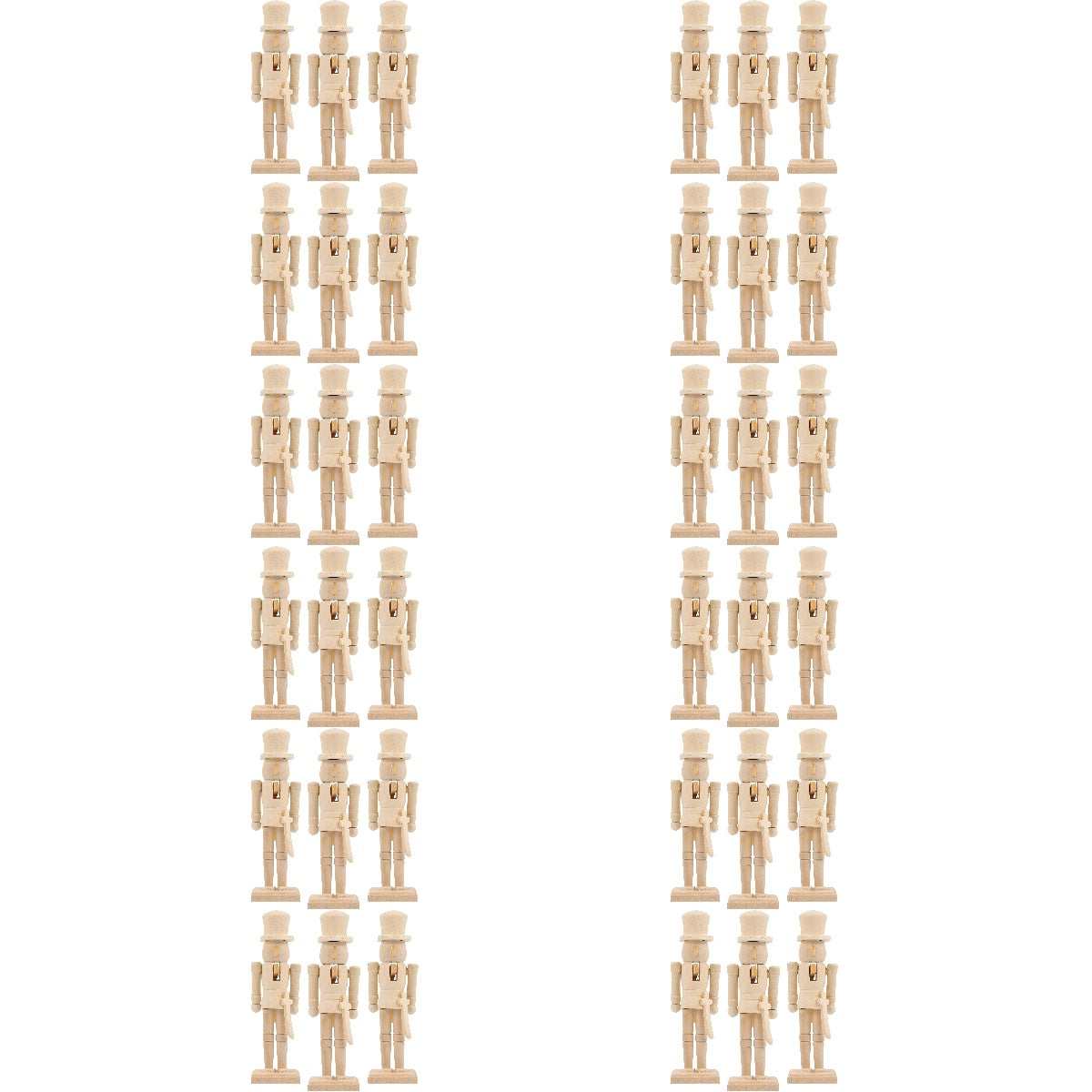 36 Pcs Unfinished Wooden Nutcracker Ornament Peg Dolls W262268