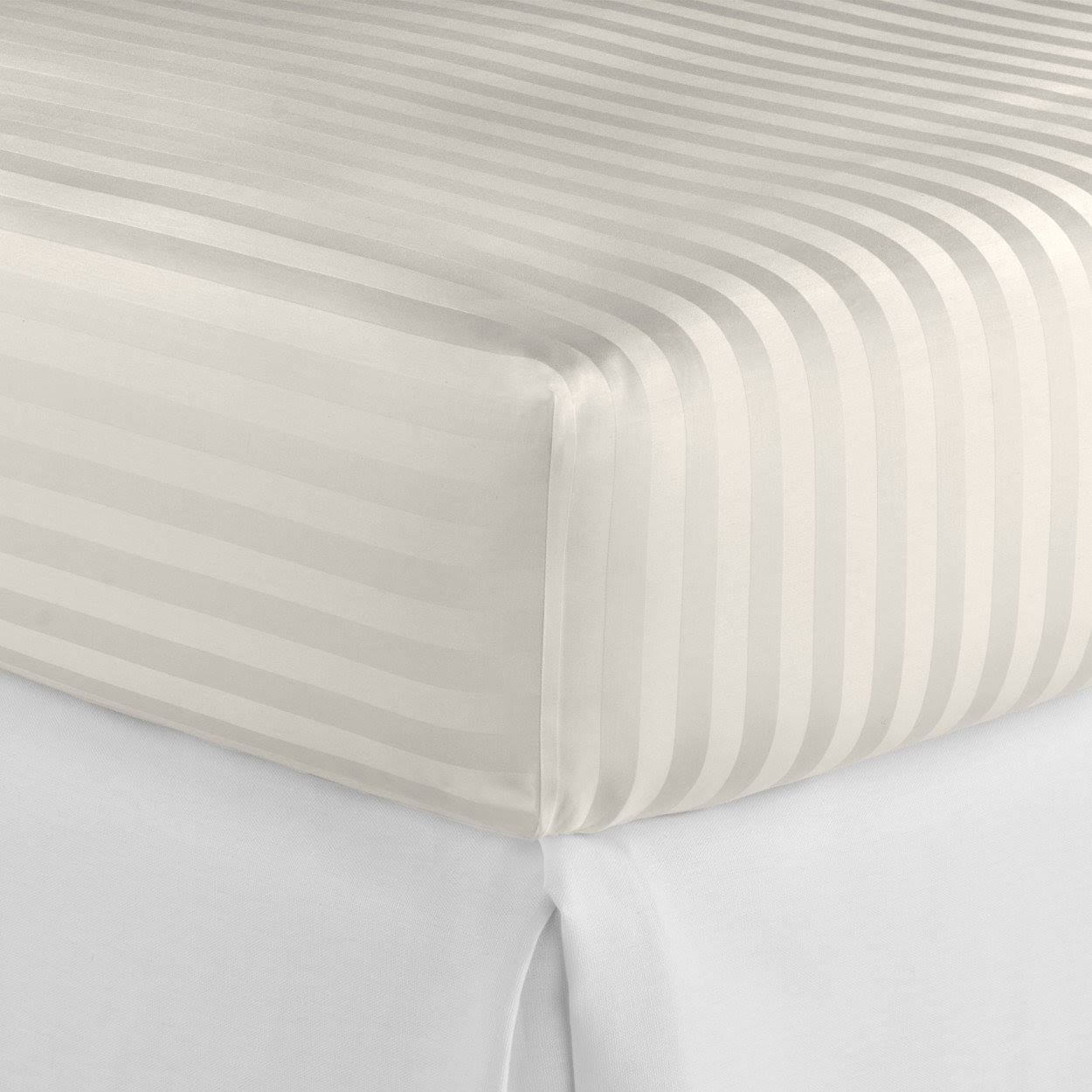 Ivory Striped Sateen Fitted Sheet Twin XL A966722