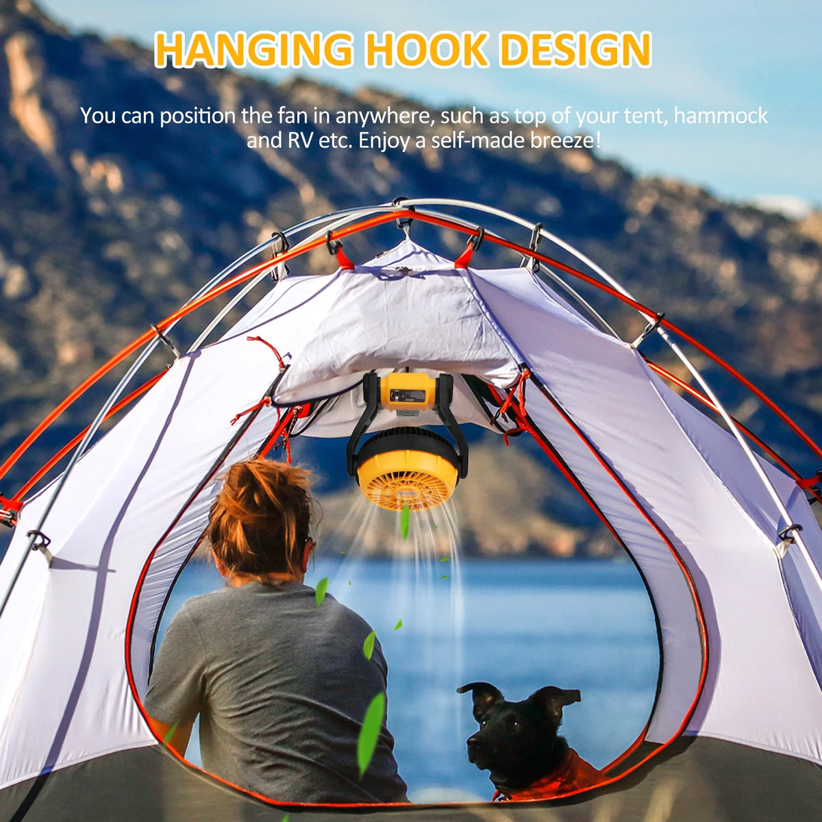 Rechargeable Portable 8 Inch Camping Fan with LED Lantern D1227